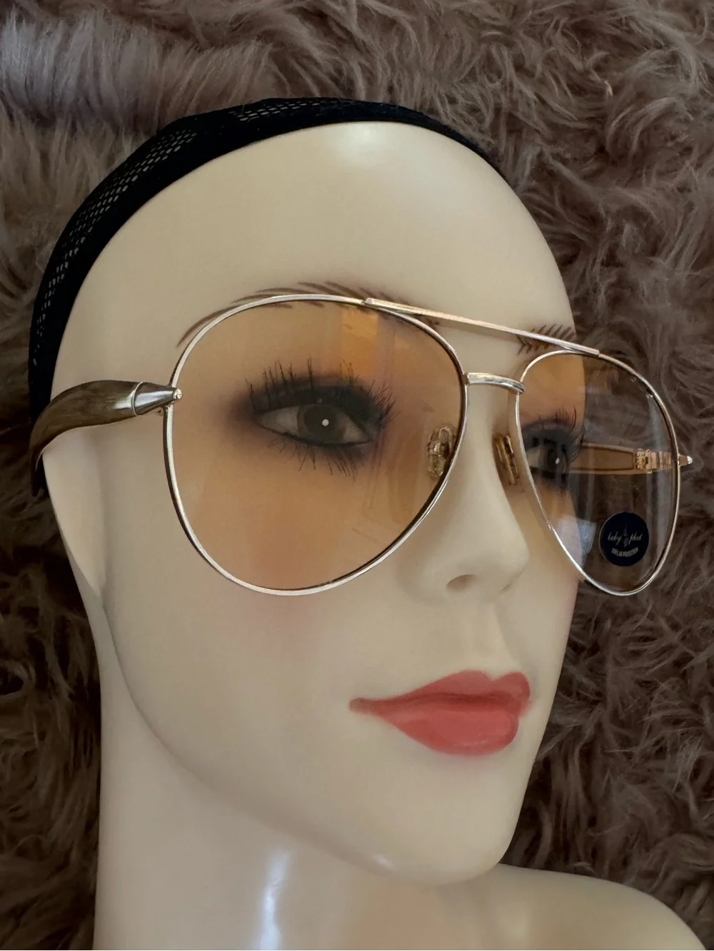 Orange lens sunglasses aviator gold detail baby path